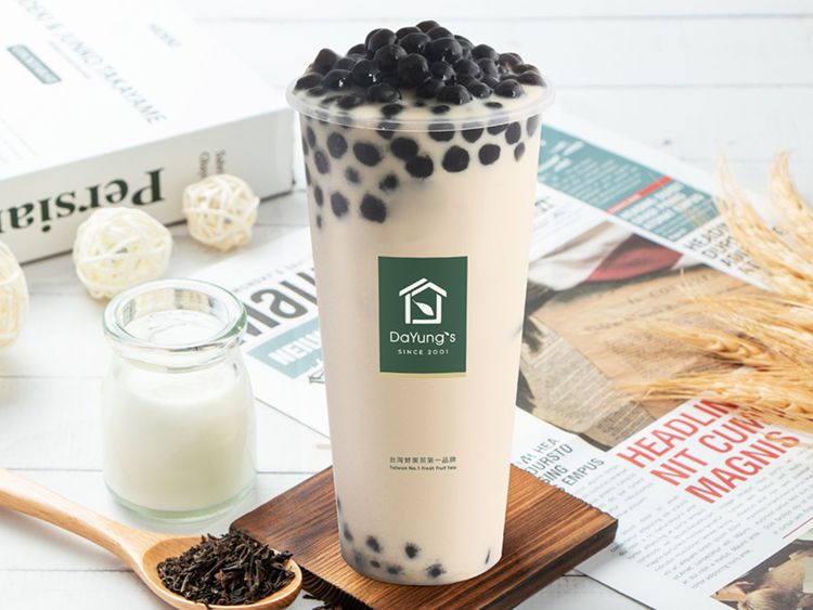 Boba Milk Tea with dark tapioca pearls